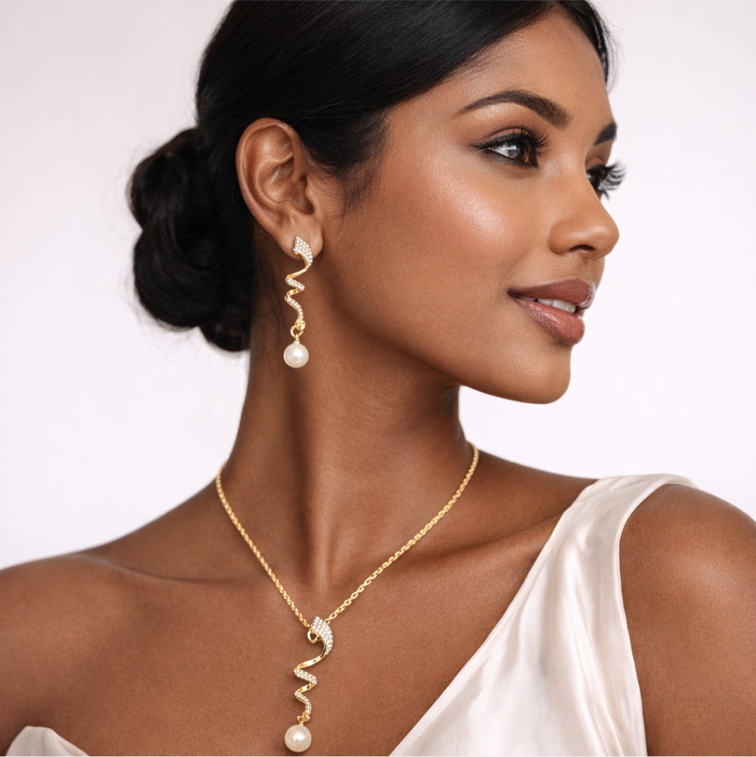 Pearl - Style Gold Jewelry Set