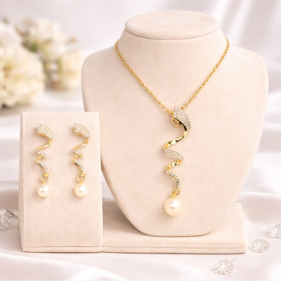 Pearl - Style Gold Jewelry Set
