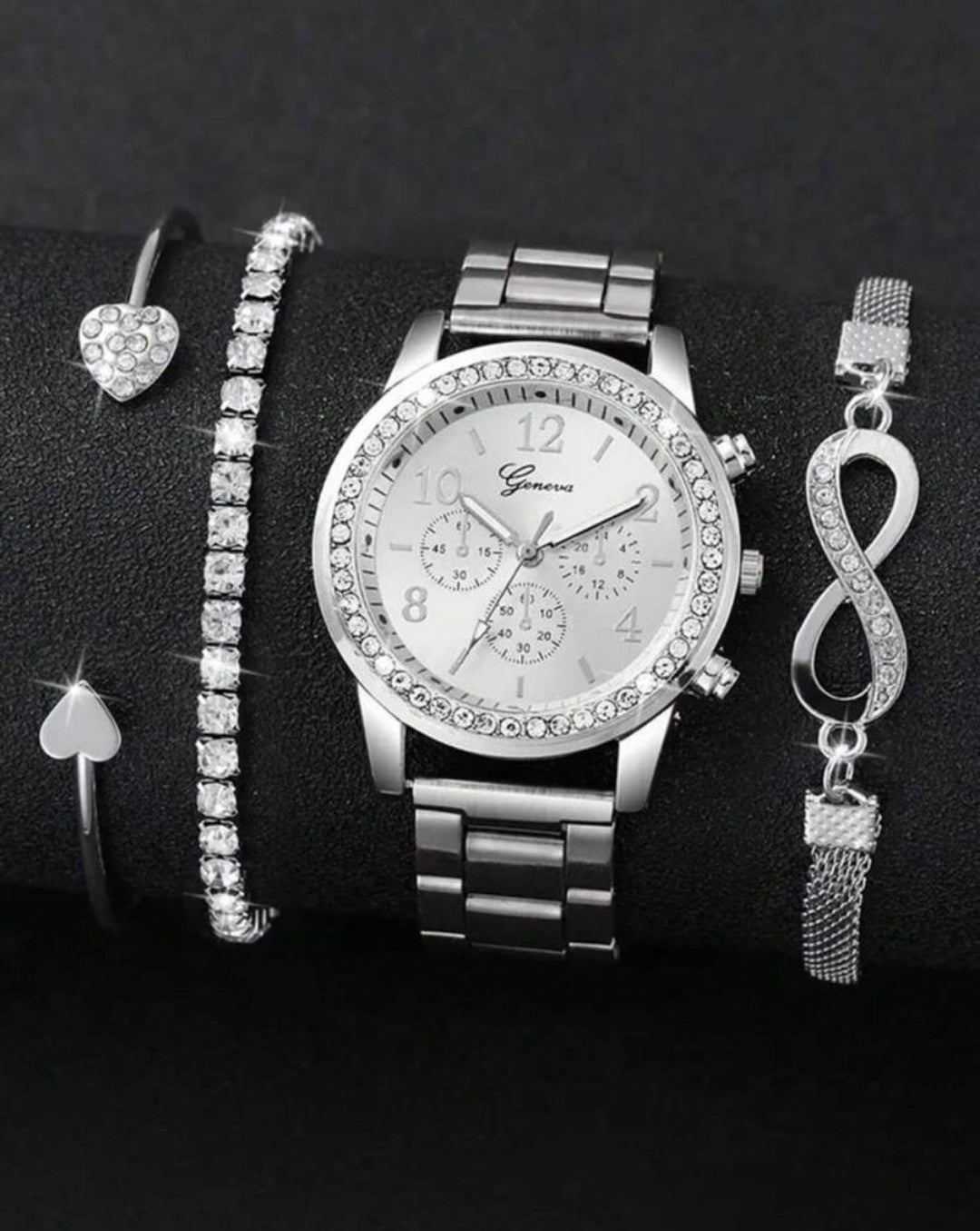 Aurevia Classic Watch and Jewellery set (4 Piece)